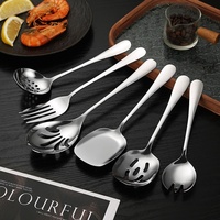Cuillère de service publique moderne en acier inoxydable, cuillère-fourchette, cuillère à soupe – Vaisselle réutilisable et lavable au lave-vaisselle