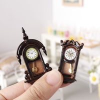 Aksesori rumah boneka 1:12 klasik rumah boneka Model Mini mainan Model Dekorasi Jam Pendulum Romawi
