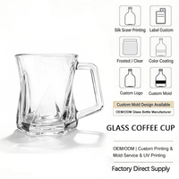 Mug en verre vintage personnalisé, anti-fuite, écologique, 250 ml, avec poignée, pour café, thé, latte, cappuccino, utilisation en soirée