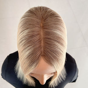 Topper capillaire mono 3x5.5 en cheveux humains vierges européens avec base en PU, Remy, cuticules alignées # SBT18-60 - Product Image 6