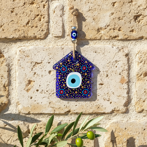 Décoration murale peinte à la main 11x22cm en verre mauvais œil - Product Image 3
