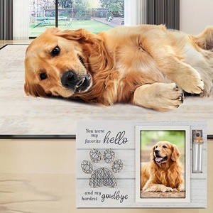 Pet anıt hediye resim çerçevesi köpek ahşap Pet saç hatıra hediye kaybı köpek kedi fotoğraf Kickstand - Product Image 3