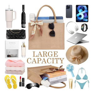 Sacs fourre-tout en jute personnalisés avec nœud | Sacs cadeaux en jute réutilisables écologiques | Emballage de mariage, de fête et de détail | Fournisseur OEM - Product Image 6