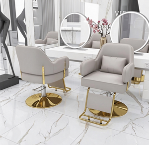 Fauteuil de barbier moderne en cuir, pivotant à 360 degrés, inclinable, réglable en hauteur avec repose-pieds - Product Image 4