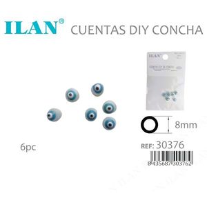 Perline a conchiglia Ilan 8mm per artigianato fai da te, occhi decorativi, 6 pz - Product Image 3