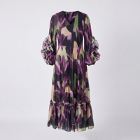 Nouvelle Robe Décontractée Femme Printemps-Été 2026 Coupe Ample Imprimé Floral Manches Plissées à Pétales Grande Taille Plissée Miyake