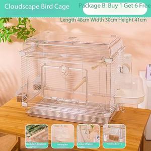 Jaula Moderna Minimalista para Pájaros, Villa Panorámica de Alta Transparencia para Periquitos con Bandeja Extraíble - Product Image 6