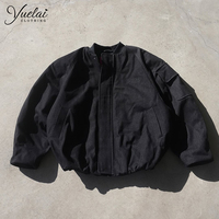 Blouson Bomber Décontracté Unisexe en Denim Épais Coupe-Vent avec Logo Personnalisé pour Homme – Style Crop Boxy et Varsity pour l'Hiver