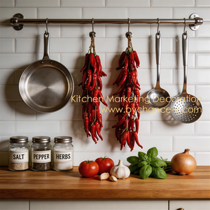 Guirlande tressée durable de piments rouges artificiels pour l'installation en musée culinaire, centre d'apprentissage agricole, exposition pratique et décoration - Product Image 3