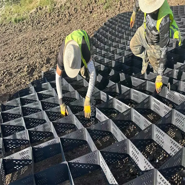 Moule paver plastik jalan kerikil kisi geocell geosel geosel untuk penguatan alas bedak tanah