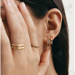 Gemnel personalizado nuevo alta calidad Vintage 18K chapado en oro tinta textura aros pendientes joyería Mujer - Product Image 2