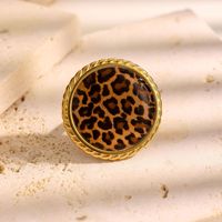 Bague tendance MECYLIFE à imprimé léopard texturé pour femmes, en acier inoxydable doré, réglable, minimaliste, bijoux de luxe français
