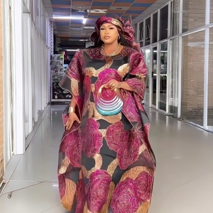 Conjunto de vestido de iglesia de dos piezas Nigeriano para mujeres africanas nuevo modelo Boubou bordado tinte de pavo ropa de talla grande incluyendo - Product Image 2
