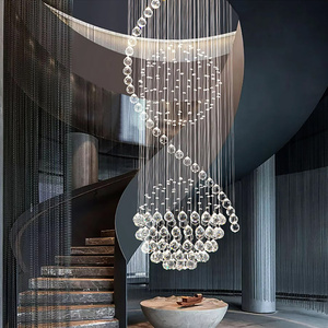 Thép không gỉ treo lớn pha lê Đèn Chùm Mặt dây chuyền đèn hiện đại sang trọng mưa thả biệt thự cầu thang đèn chùm - Product Image 3