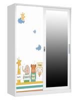 Armoire moderne à portes coulissantes avec miroir Mobilier de maison Armoire de rangement avec motif personnalisé et imprimé Armoire métallique