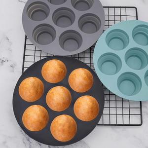 Cross-Border Best-Selling 7-Hole Foldable Round Diy Multi-Hole Cake Food-Grade Silicone Baking <b>Mold</b> - Product Image 1