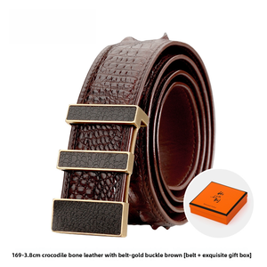 Nouvelle <span class=keywords><strong>ceinture</strong></span> pour <span class=keywords><strong>homme</strong></span> en cuir de crocodile, cuir véritable, luxe léger, motif crocodile, <span class=keywords><strong>ceinture</strong></span> à boucle en acier inoxydable - Product Image 1