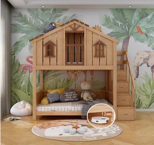 Casa en forma de madera maciza Muebles de dormitorio Niños Camas con tobogán - Product Image 3
