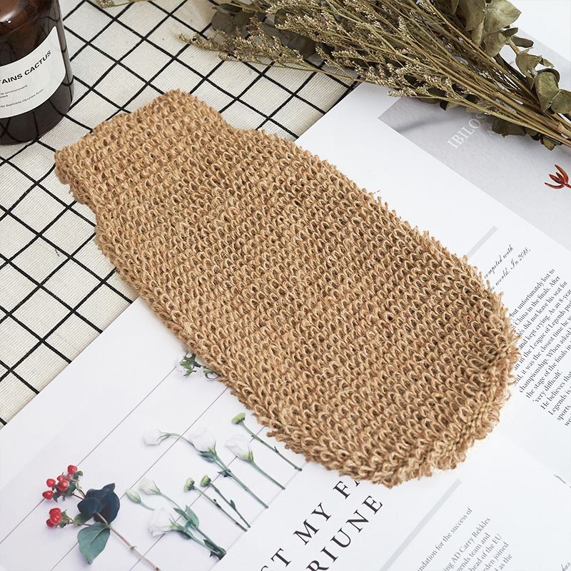 Hemp jute exfoliating glove