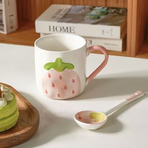 New Hot Sale Printed Strawberry Stoneware Ceramic <b>Mug</b> High Quality <b>Large</b> Capacity Embossed Design Business Gifts Reusable - Product Image 4