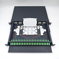 Panel Patch Fiber Optik 24 Port SC APC 1U Rak Mount Sliding ODF Distribution Frame 19 Inch 1U Sliding Fiber Optic Patch Panel