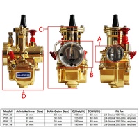 Carburateur pour moto 28/30/32/34 mm, version plaquée or, pour motos tout-terrain/scooters/quad, réglage rapide du jet à haute vitesse
