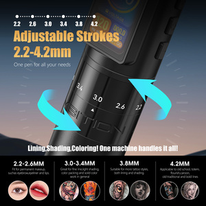 Ambition Paco 2000mAh 2,2-4,2mm Carrera ajustable Máquina de tatuaje inalámbrica profesional Pluma con batería doble para arte corporal - Product Image 2