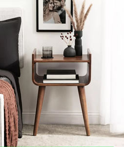 Modern Wooden Nightstand with Tapered Legs Open Shelf Solid Wood <b>Bedside</b> <b>Table</b> Bedroom Storage Furniture Home Decor - Product Image 1