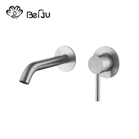 Robinetterie de lavabo encastrée murale moderne en acier inoxydable 304, ensemble monocommande avec douchette extractible et cartouche céramique