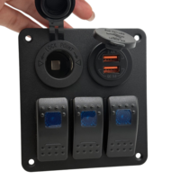 Panneau d'interrupteurs à bascule en aluminium 3 modules, trou de montage de 29 mm pour remplacement libre de la prise CC, 12V/24V CC pour bateau, camping-car, yacht, marine