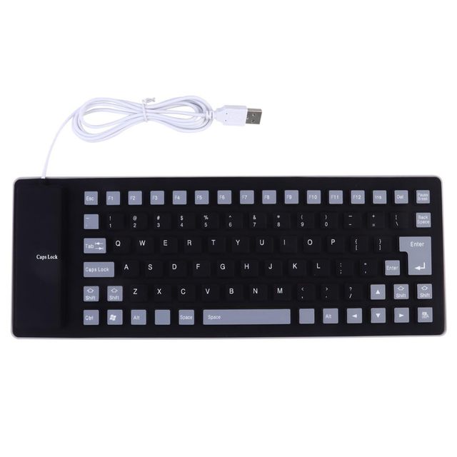 OEM ODM Flexible Silicone USB Wired Keyboard with 85 Keys and Oilproof Design Foldable Roll up Black Keyboard for Computer with