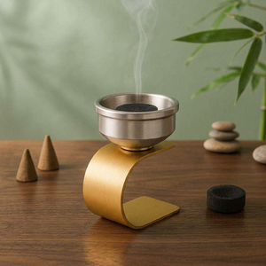 Quemador de incienso metálico con base curva, difusor de aromaterapia, uso durante todo el año, Ramadán, Eid, decoración religiosa para el hogar - Product Image 1