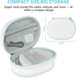 Estuche rígido portátil de EVA para <span class=keywords><strong>JBL</strong></span> Clip5 y <span class=keywords><strong>Clip4</strong></span>, estuche de transporte para altavoz Bluetooth mini con correa para el hogar, exteriores y viajes (blanco) - Product Image 6