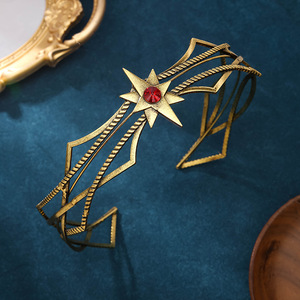 إكسسوارات شعر من سبائك الهوبيت للأقزام من الجبين ، إكسسوارات شعر كبيرة ذهبية العتيقة - Product Image 4