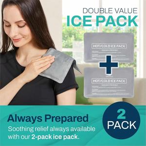 Compresse de glace réutilisable pour blessures - (10 "x 6") Compresse de glace souple avec 1 face en tissu de velours doux, lot de 2 compres de gel chaud et froid - Product Image 6