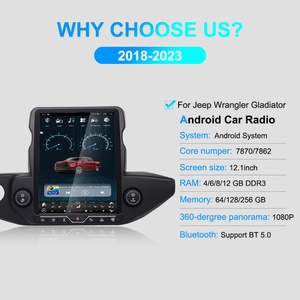 New 12.1" Vertical Screen for Jeep Wrangler JL 2018 2023 Multimedia Android Car Radio <b>Auto</b> Carplay Navigation Headunit Monitor - Product Image 4