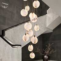 Lustre moderne simple en albâtre pour chambre modèle d'hôtel Villa vide salon bricolage lampes suspendues escalier duplex