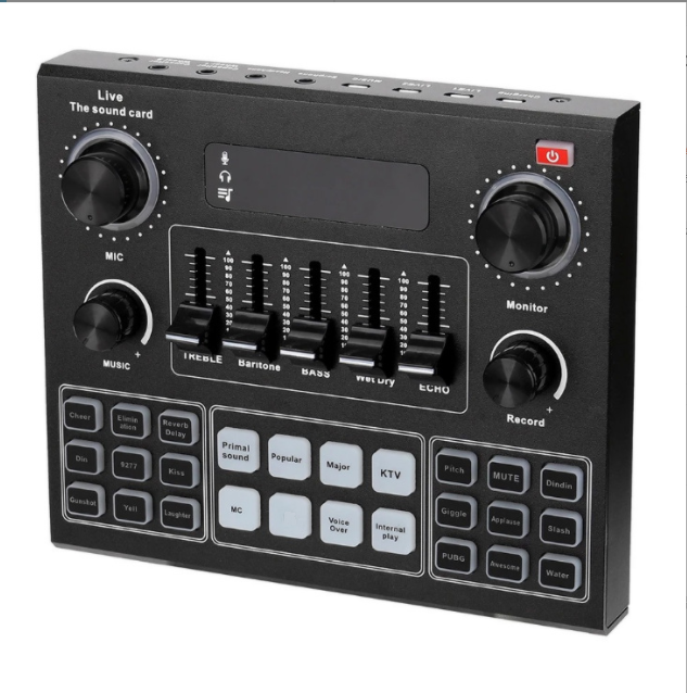 Podcast Recording Audio Interface V9 Live Stream Sound Card Cell Phone Podcast Vlog Mini Mixer