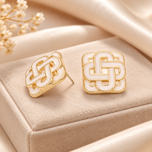 Orecchini a Perno Geometrici Quadrati Classici per Donne, Design Vintage a Rete, per Uso Quotidiano in Ufficio, Accessori Regalo per Feste - Product Image 1