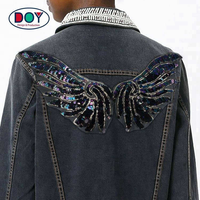 Appliques en sequins brodées avec logo personnalisé pour la couture, motifs d'ailes d'ange pour vêtements de bébé