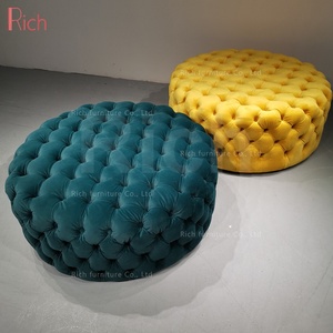 Muebles para el hogar de lujo terciopelo teal distintos tapizado otomano redonda Banco asiento de tela pie taburete Decoración - Product Image 4
