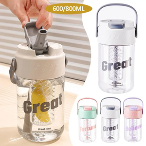 Wholesale Portable 600/800ML <b>Plastic</b> Water Bottle with <b>Straws</b> Tea Strainer Cup for Sports Travel Students and Girls - Product Image 6