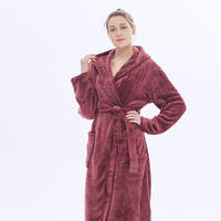 Peignoir Hiver Long Femme Luxe Élégant Grande Taille Confort Doux Chaud en Molleton Polaire Uni pour Adultes