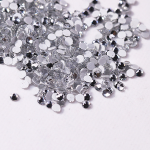 Đá pha lê thủy tinh trắng cao cấp ZK Wholesale, kích thước SS6-SS30, gắn nhiệt, mặt phẳng, dùng cho váy cưới, thủ công DIY - Product Image 1