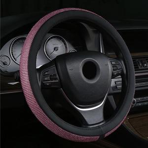 Diamantes de imitación de cristal Ajuste universal Rueda antideslizante de 15 pulgadas Cubierta de <span class=keywords><strong>volante</strong></span> de coche <span class=keywords><strong>con</strong></span> purpurina de cuero de diamante - Product Image 3