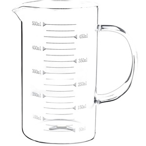 Tazas medidoras de vidrio resistentes al calor con asa, juego de dos piezas graduadas para uso en la cocina - Product Image 5