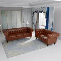 فريد خمر نمط 3 مقاعد النوم الأريكة المعيشة غرفة تشيسترفيلد مجموعة أريكة جلدية الأثاث
