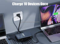 Adaptor Charger Desktop Pengisian Cepat GaN 1000W Multi Port 10-port USB, Pengisi Daya Cepat Laptop dan Tablet 140W