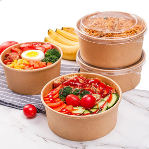Bol en papier jetable pour aliments chauds avec couvercle, imprimé, en papier kraft, pour salade, boîte alimentaire - Product Image 6