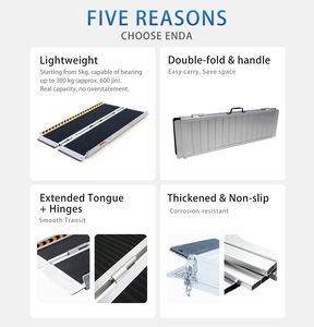 <span class=keywords><strong>Rampas</strong></span> Plegables Portátiles de Aluminio <span class=keywords><strong>para</strong></span> Sillas de Ruedas y Motocicletas con Revestimiento Antideslizante, Capacidad de 272 kg, Garantía de 12 Meses - Product Image 2